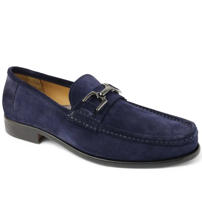 Men Loafers and Slipons Bruno Magli Trieste Classic Leather Moccasin 8211 Navy Suede
