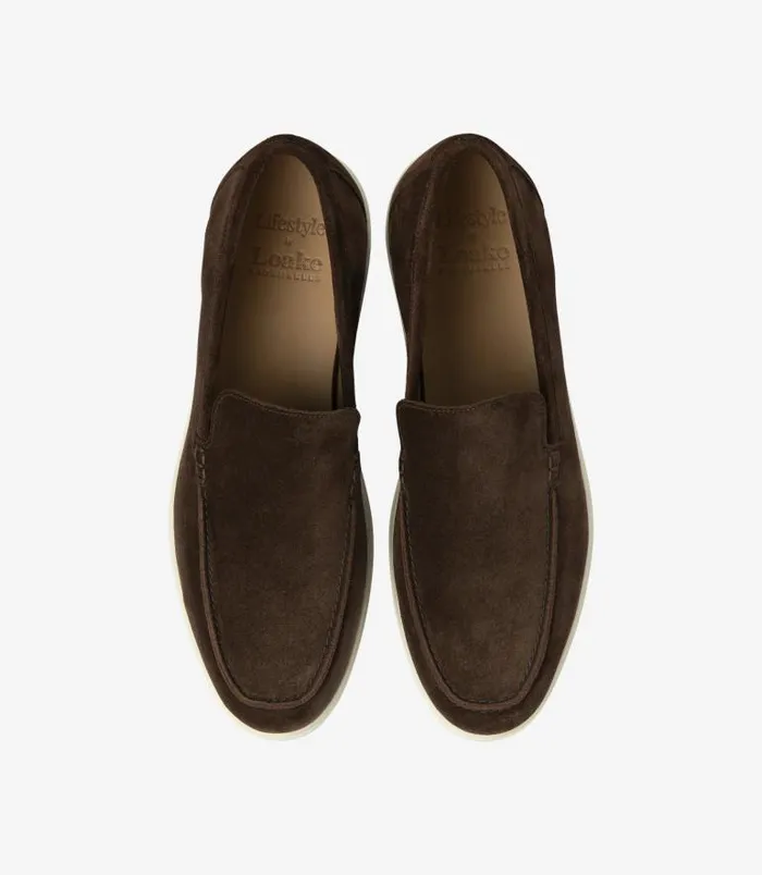 Men Loake Loafers Tuscany Chocolate Brown Suede
