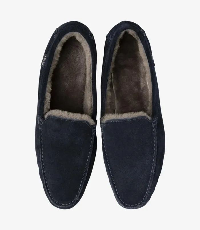 Men Loake Slippers Guards Slippers Navy Suede Men Loake Slippers Guards Slippers Navy Suede