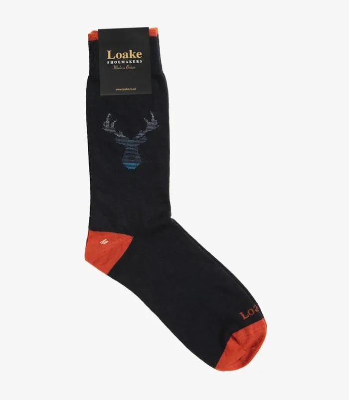 Men Loake Socks Stag Socks Navy
