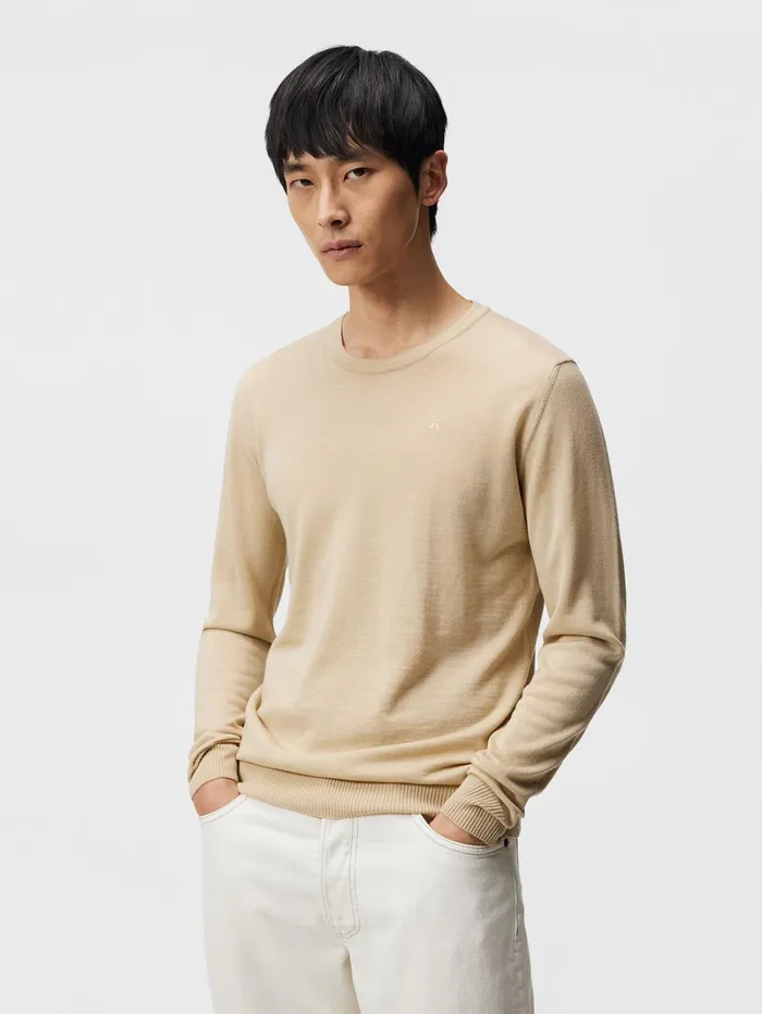 Men Lyle Light Merino Crew Neck Safari Beige JLindeberg Knitwear