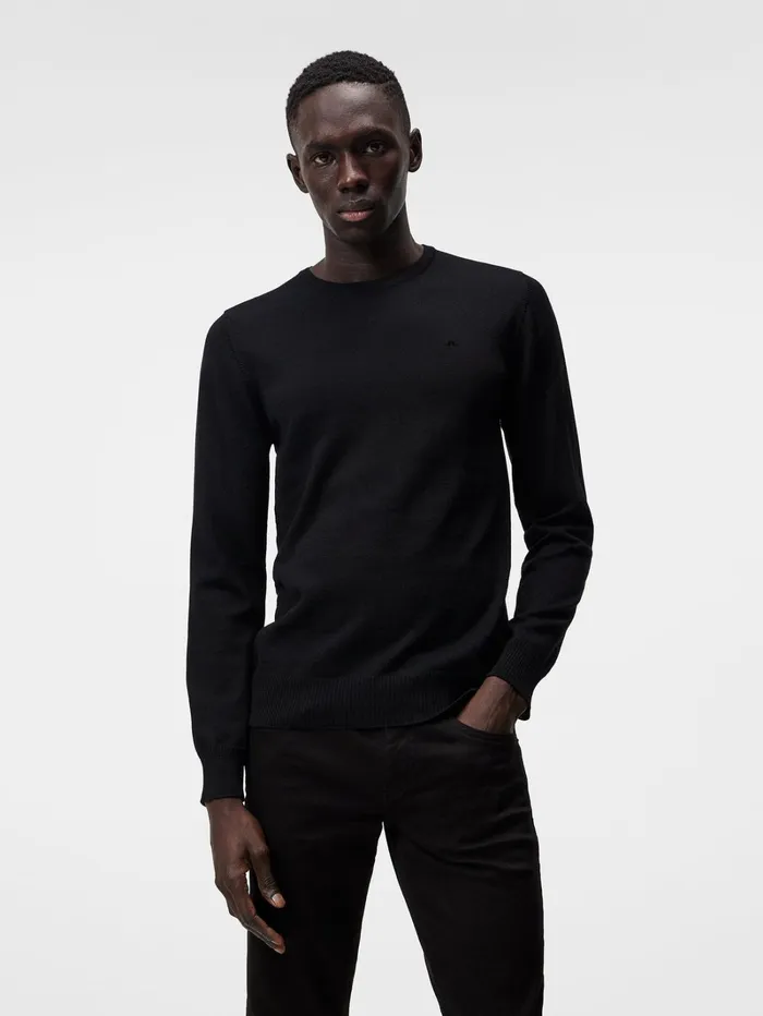 Men Lyle Merino Crew Neck Sweater Black JLindeberg Knitwear