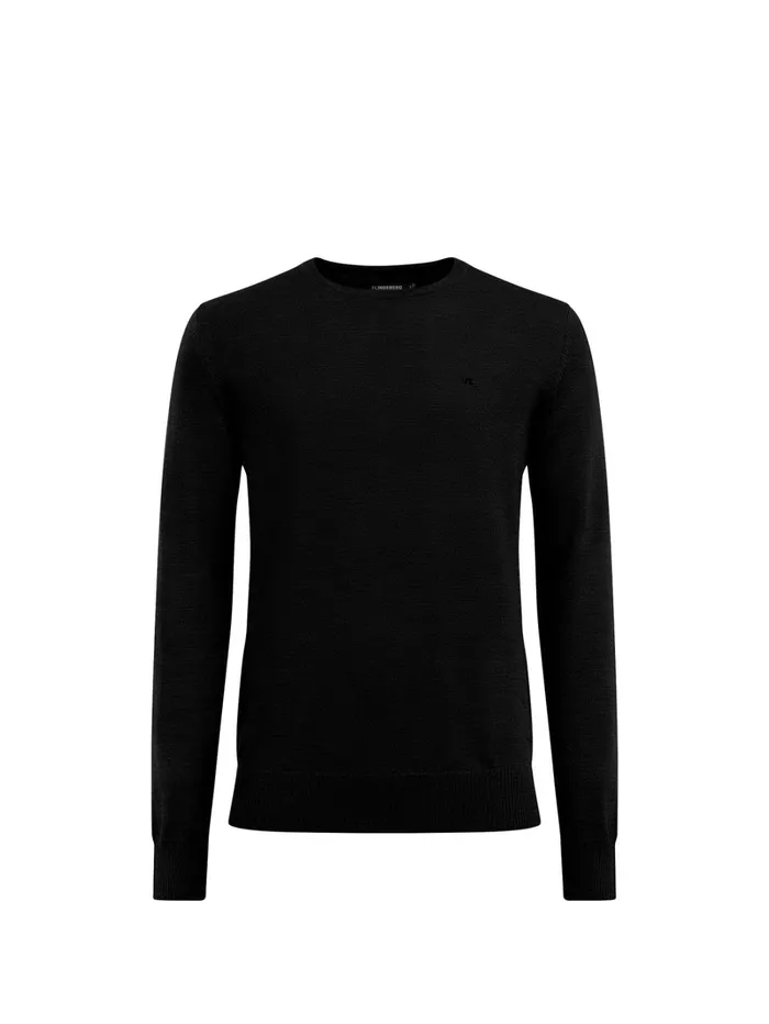 Men Lyle Merino Crew Neck Sweater Black JLindeberg Knitwear Men Lyle Merino Crew Neck Sweater Black JLindeberg Knitwear