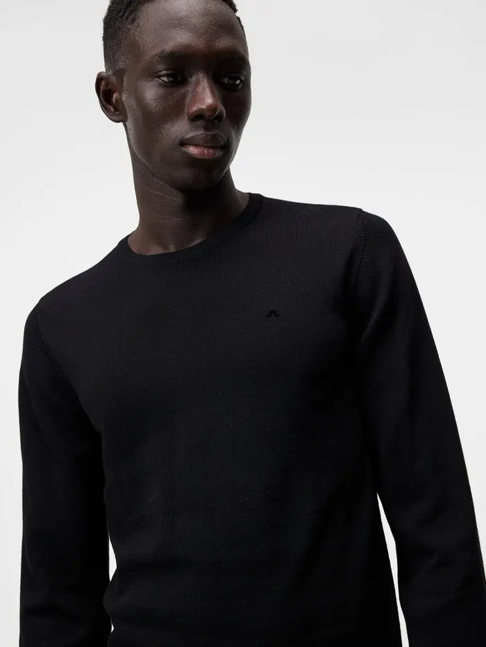 Men Lyle Merino Crew Neck Sweater Black JLindeberg Knitwear Men Lyle Merino Crew Neck Sweater Black JLindeberg Knitwear
