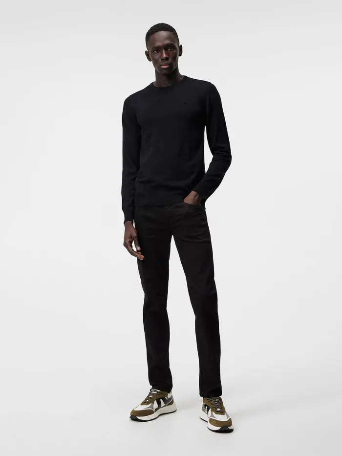 Men Lyle Merino Crew Neck Sweater Black JLindeberg Knitwear Men Lyle Merino Crew Neck Sweater Black JLindeberg Knitwear