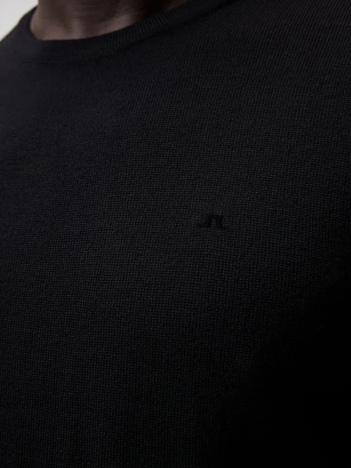 Men Lyle Merino Crew Neck Sweater Black JLindeberg Knitwear Men Lyle Merino Crew Neck Sweater Black JLindeberg Knitwear
