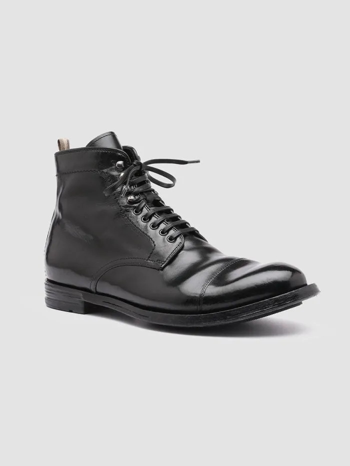 Men Officine Creative Footwear ANATOMIA 016 Black Leather Ankle Boots Men Officine Creative Footwear ANATOMIA 016 Black Leather Ankle Boots