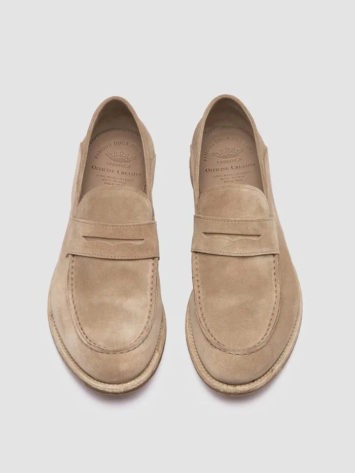 Men Officine Creative Footwear ARCHIVE 522 Brown Suede Penny Loafers Men Officine Creative Footwear ARCHIVE 522 Brown Suede Penny Loafers