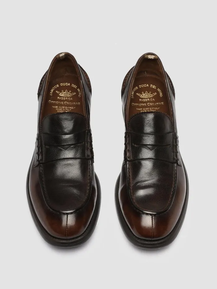 Men Officine Creative Footwear CHRONICLE 056 Brown Leather Penny Loafers