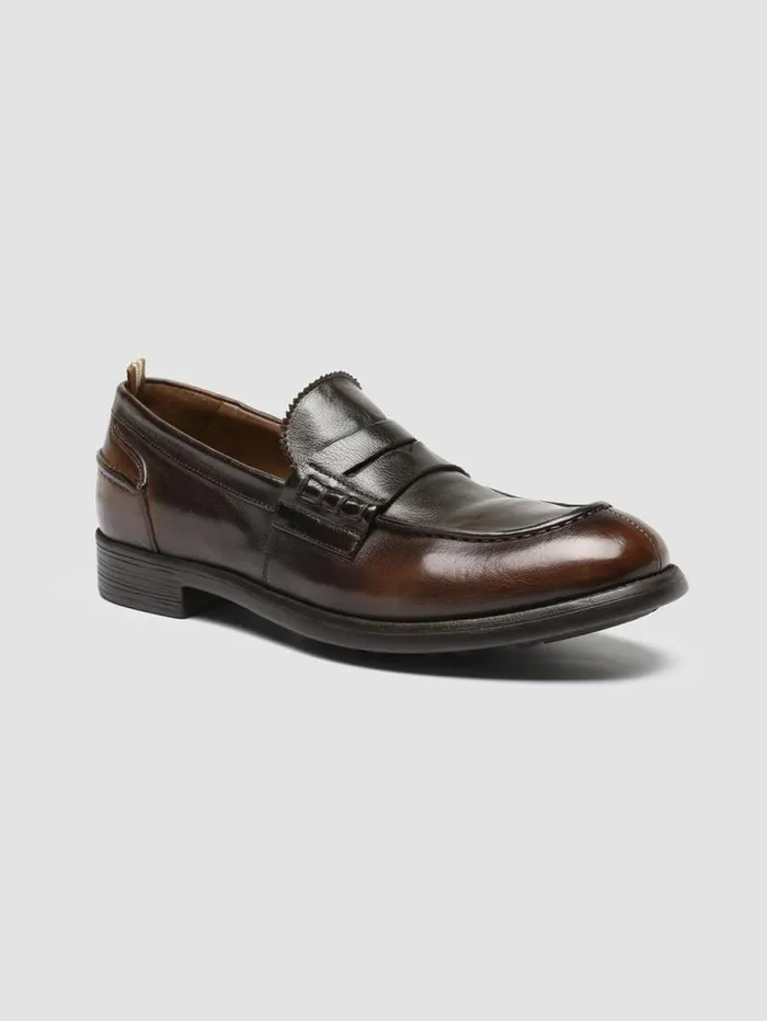 Men Officine Creative Footwear CHRONICLE 056 Brown Leather Penny Loafers