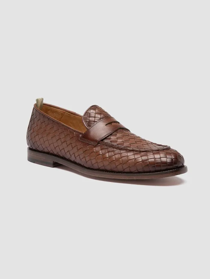 Men Officine Creative Footwear OPERA 003 Brown Leather Penny Loafers Men Officine Creative Footwear OPERA 003 Brown Leather Penny Loafers