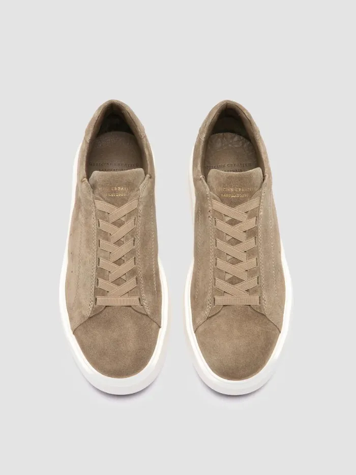 Men Officine Creative Footwear SLOUCH 001 Taupe Suede Low Top Sneakers Men Officine Creative Footwear SLOUCH 001 Taupe Suede Low Top Sneakers