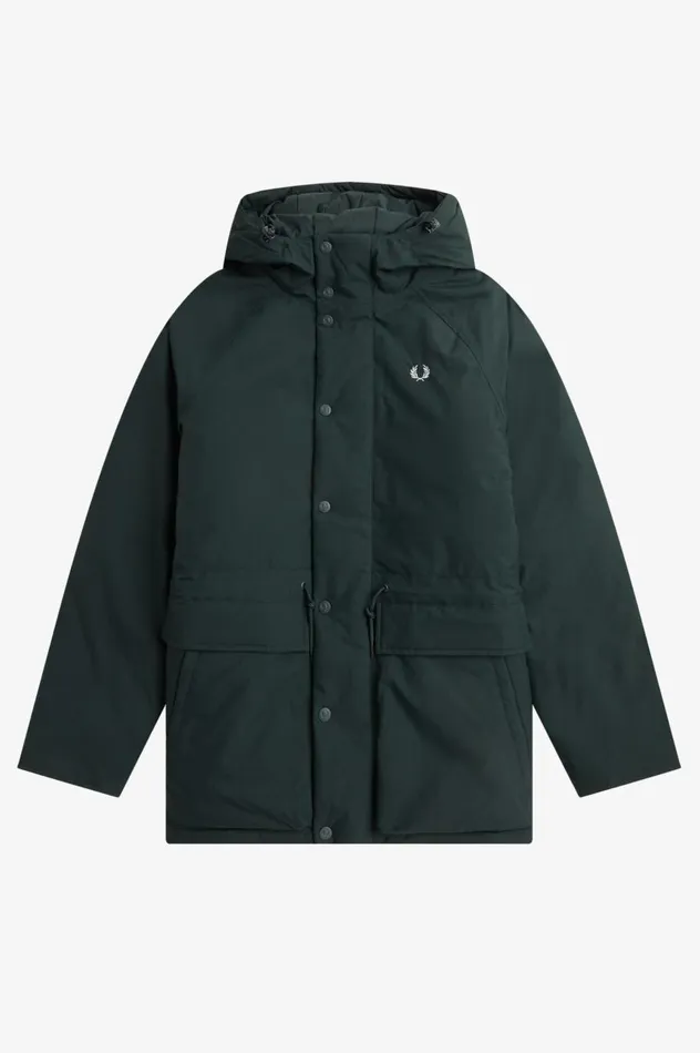 Men Padded Zip Through Jacket Night Green Fred Perry Coats and Jackets