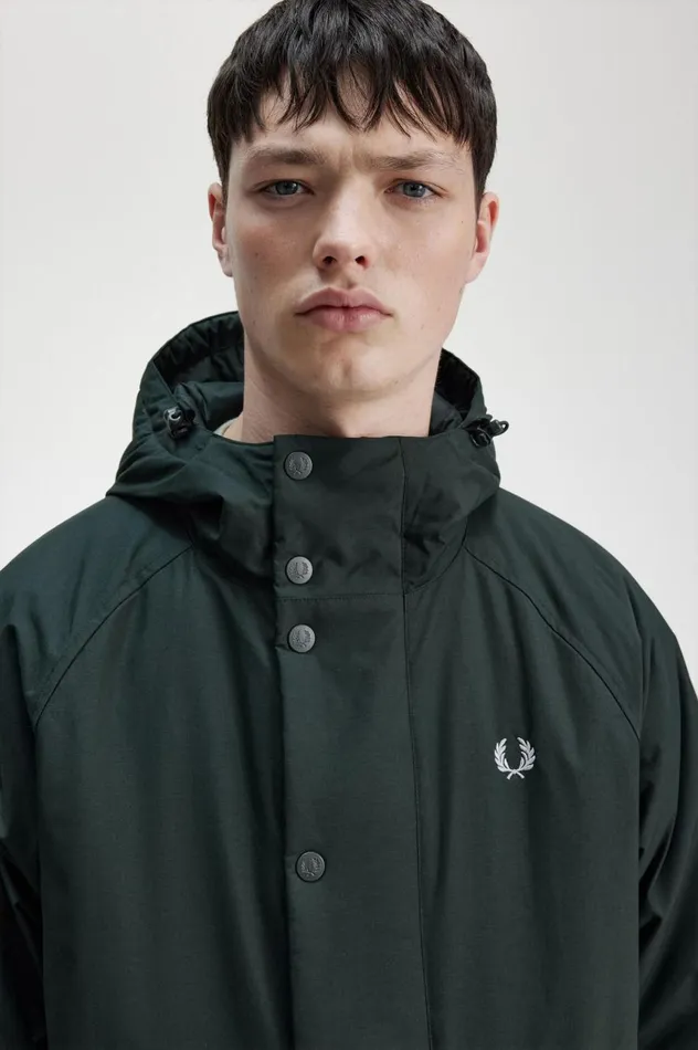 Men Padded Zip Through Jacket Night Green Fred Perry Coats and Jackets