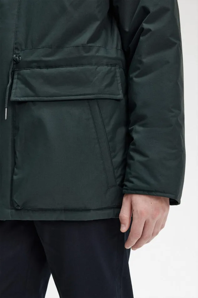 Men Padded Zip Through Jacket Night Green Fred Perry Coats and Jackets