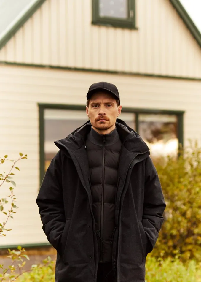 Men Pertex Shield Hybrid Knit Full Zip Jacket Black Norse Projects Outerwear