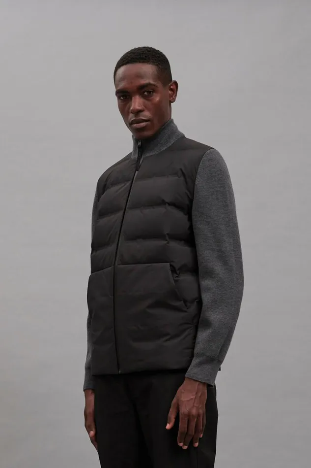 Men Pertex Shield Hybrid Knit Full Zip Jacket Black Norse Projects Outerwear
