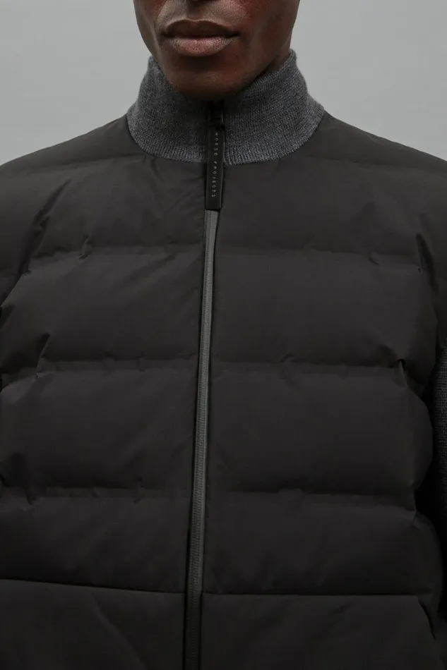 Men Pertex Shield Hybrid Knit Full Zip Jacket Black Norse Projects Outerwear