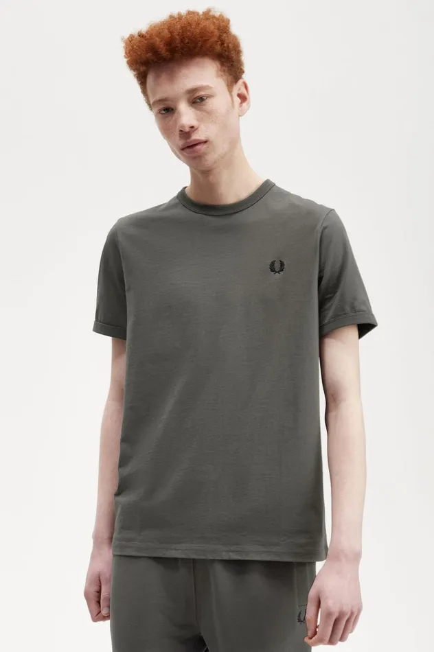 Men Ringer TShirt Field Green Fred Perry TShirts