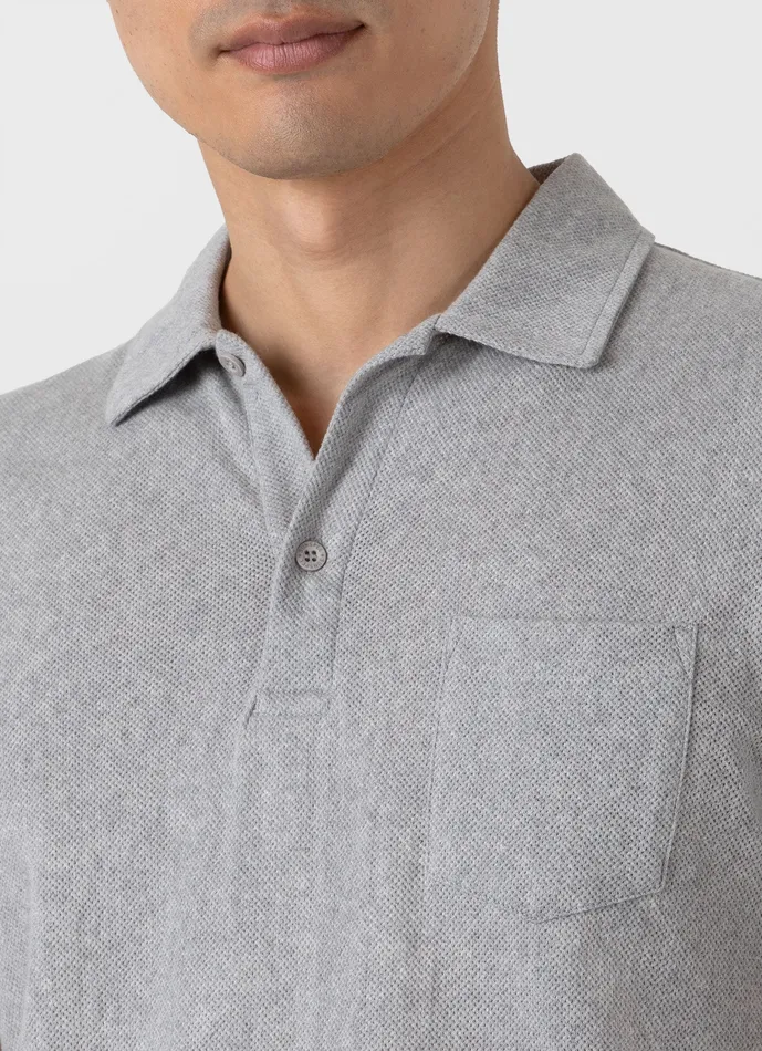 Men Riviera Polo Shirt Grey Melange Polo Shirts ussunspel Men Riviera Polo Shirt Grey Melange Polo Shirts ussunspel