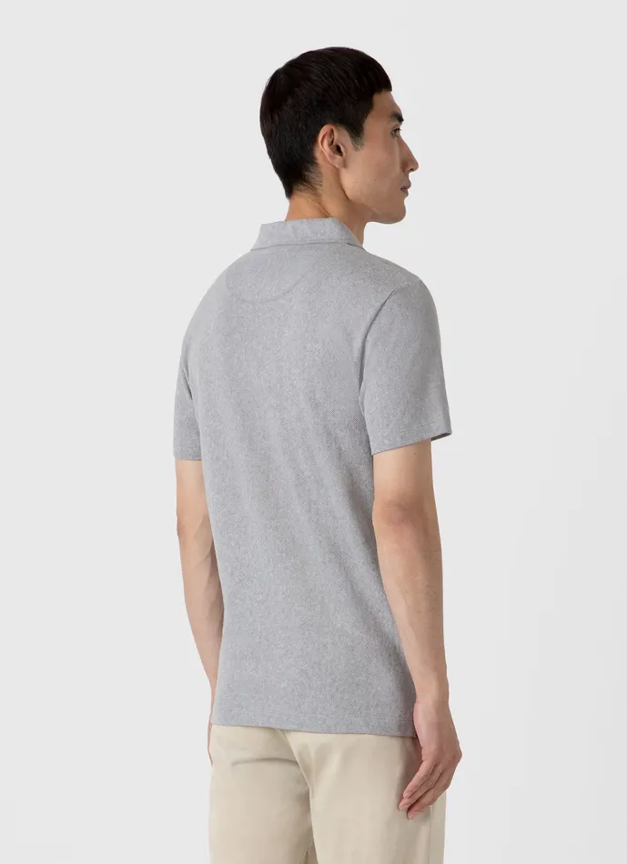 Men Riviera Polo Shirt Grey Melange Polo Shirts ussunspel Men Riviera Polo Shirt Grey Melange Polo Shirts ussunspel