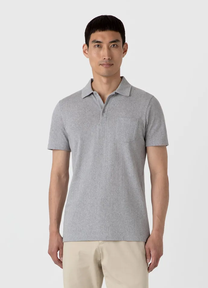 Men Riviera Polo Shirt Grey Melange Polo Shirts ussunspel Men Riviera Polo Shirt Grey Melange Polo Shirts ussunspel