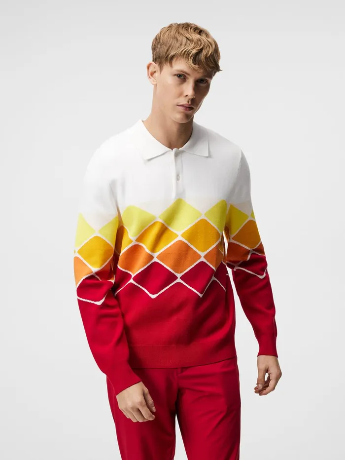 Men Ron Knitted Shirt Chili Pepper JLindeberg Knitwear