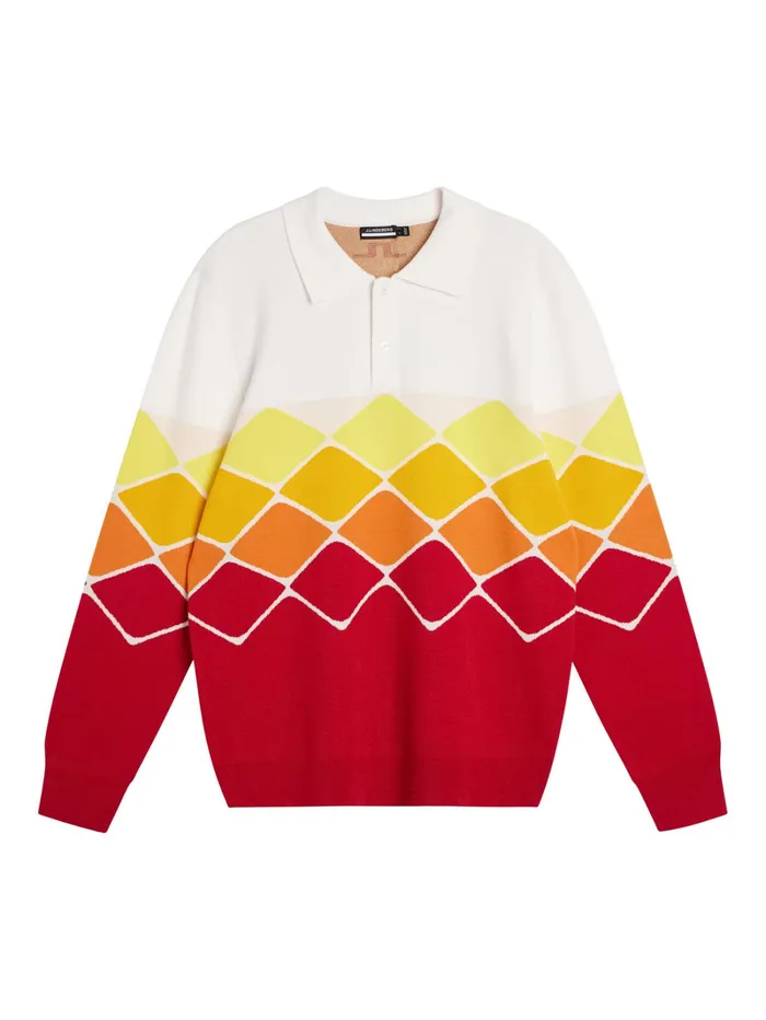 Men Ron Knitted Shirt Chili Pepper JLindeberg Knitwear Men Ron Knitted Shirt Chili Pepper JLindeberg Knitwear