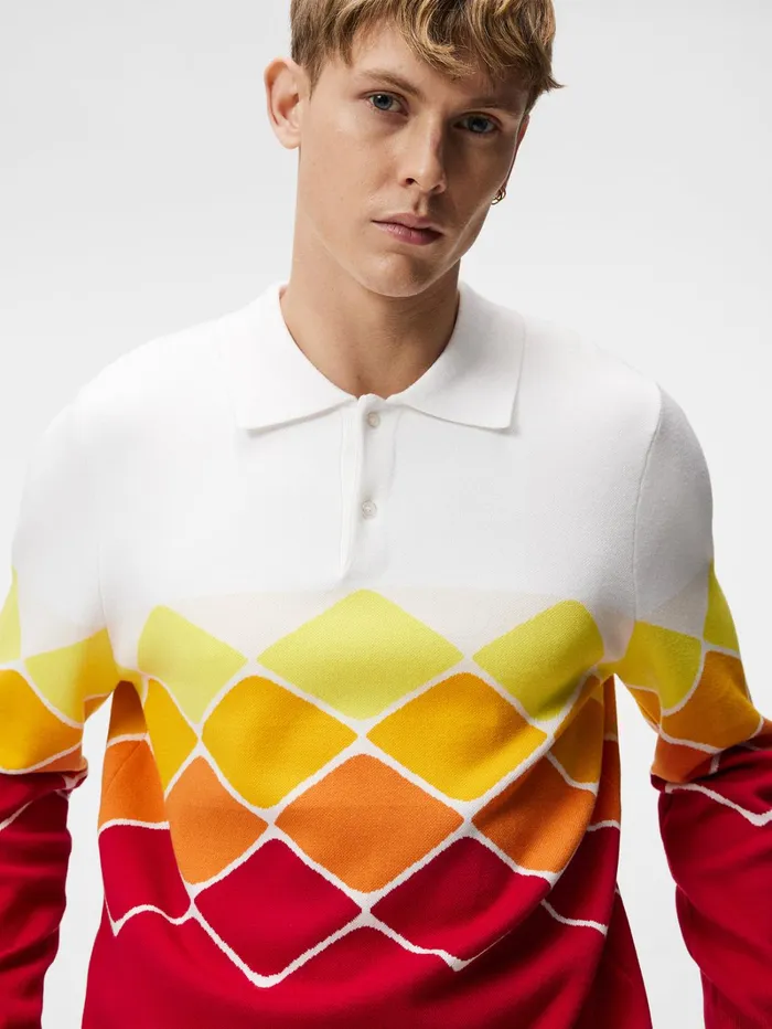 Men Ron Knitted Shirt Chili Pepper JLindeberg Knitwear Men Ron Knitted Shirt Chili Pepper JLindeberg Knitwear