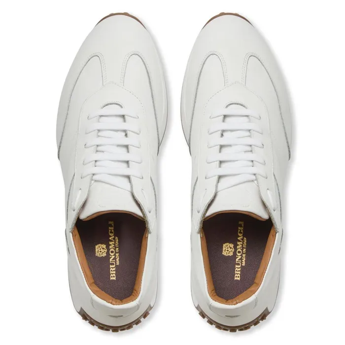 Men Sneakers Bruno Magli Duccio Mid Leather Jogger SneakerWhite