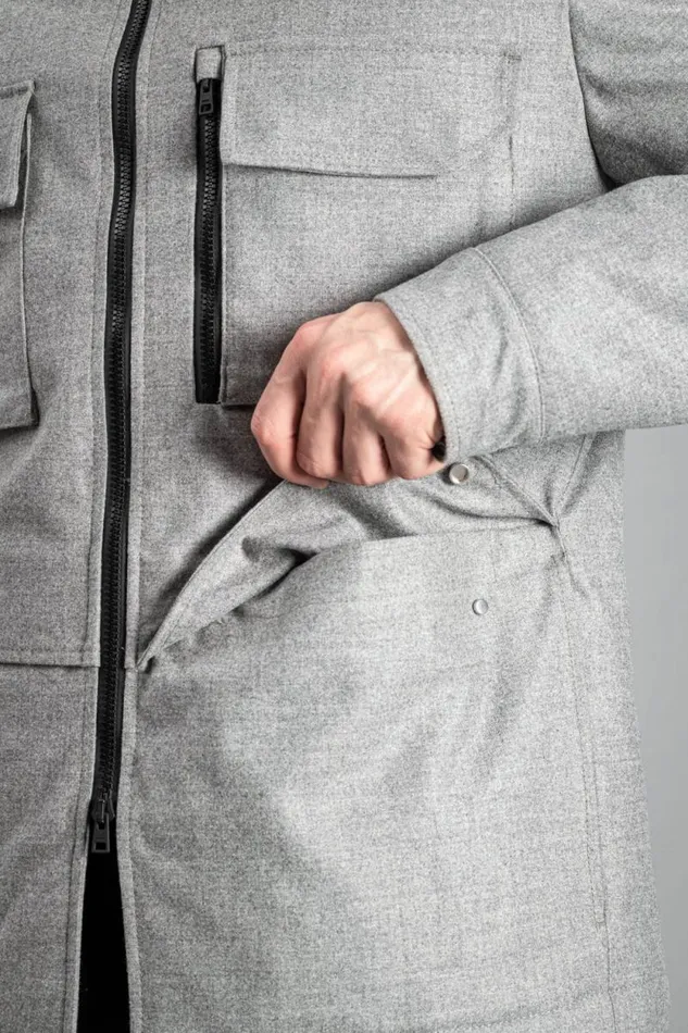Men Technical Field Jacket Loro Piana Clima System Light Grey Melange Norse Projects Outerwear