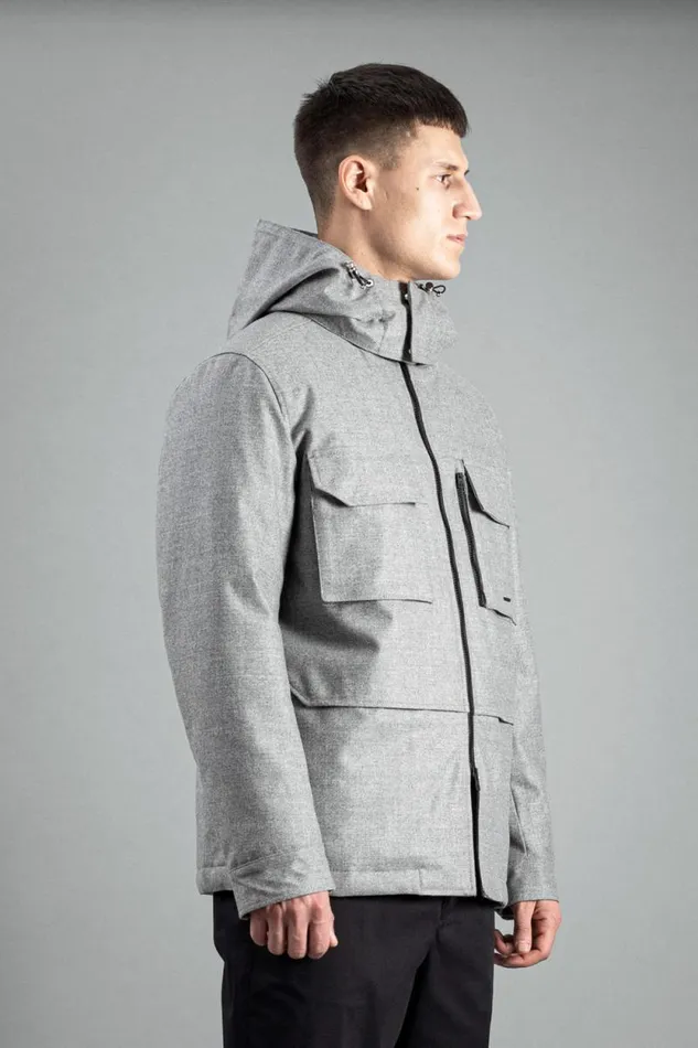 Men Technical Field Jacket Loro Piana Clima System Light Grey Melange Norse Projects Outerwear