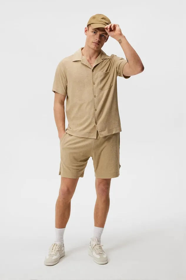 Men Ted Terry Resort Shirt Safari Beige JLindeberg Shirts Men Ted Terry Resort Shirt Safari Beige JLindeberg Shirts