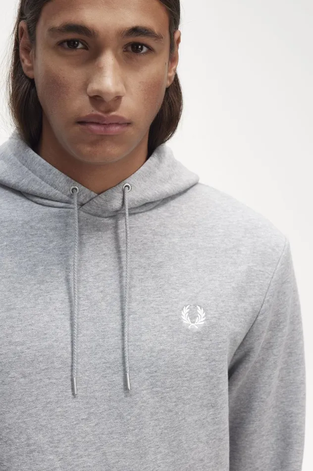 Men Tipped Hooded Sweatshirt Steel Marl Fred Perry Sweatshirts
