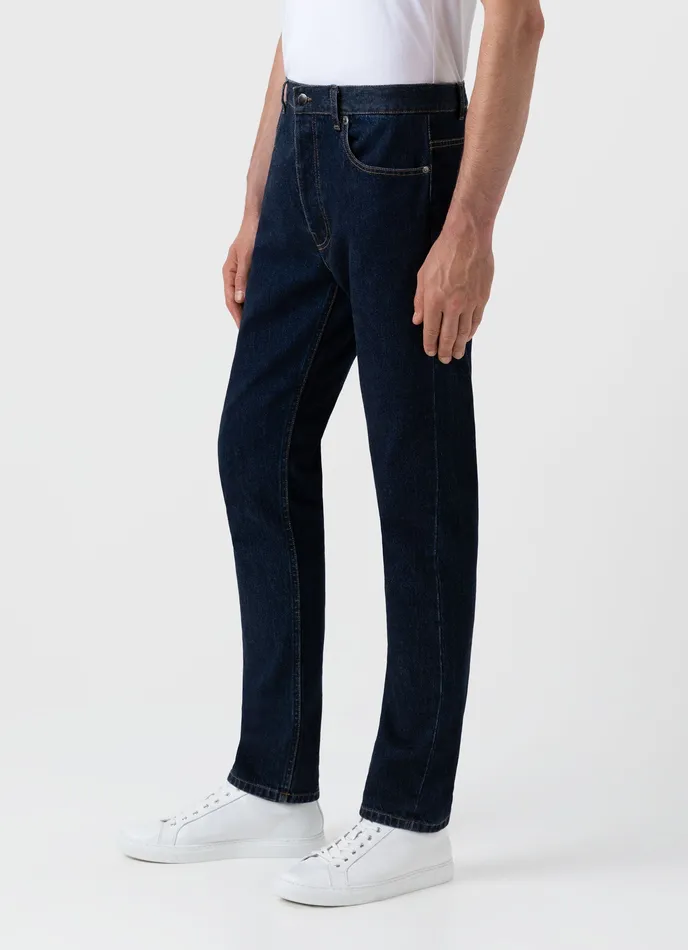 Men ussunspel Regular Fit Jeans Rinse Wash Denim Pants