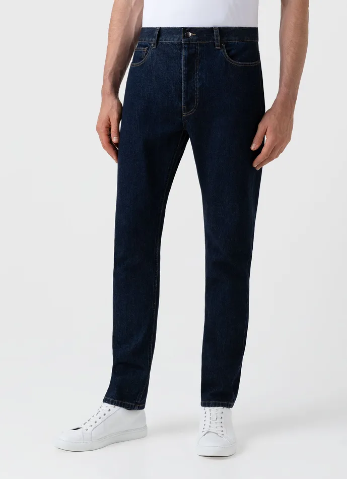 Men ussunspel Regular Fit Jeans Rinse Wash Denim Pants