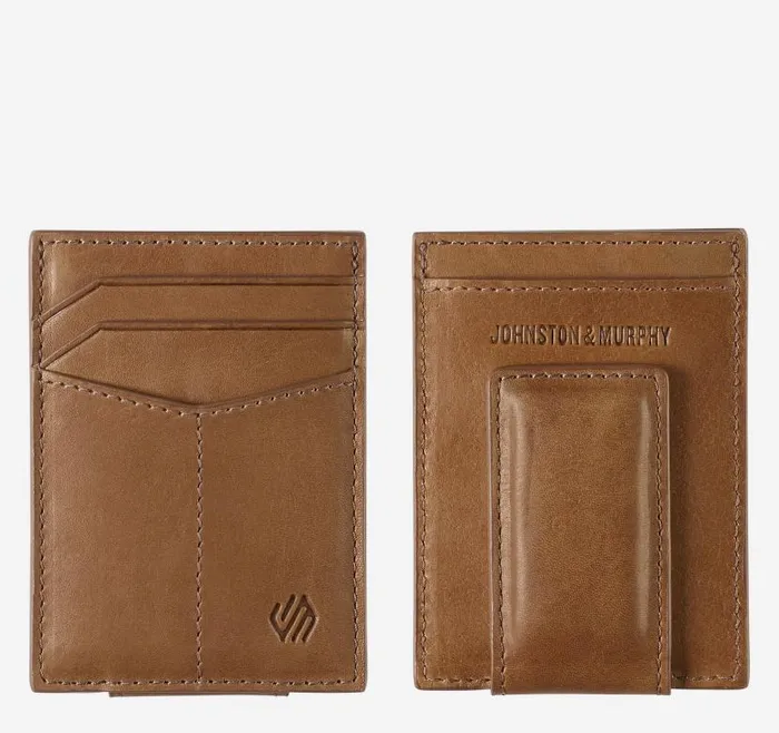 MenWomen Johnston and Murphy Wallets Rhodes Front Pocket Wallet Tan Full Grain