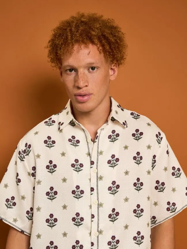 Menswear Cameron Flower Print Shirt Cream Sister Jane Menswear Cameron Flower Print Shirt Cream Sister Jane