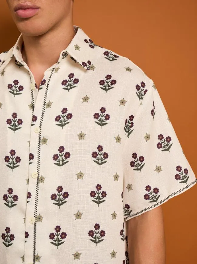 Menswear Cameron Flower Print Shirt Cream Sister Jane Menswear Cameron Flower Print Shirt Cream Sister Jane