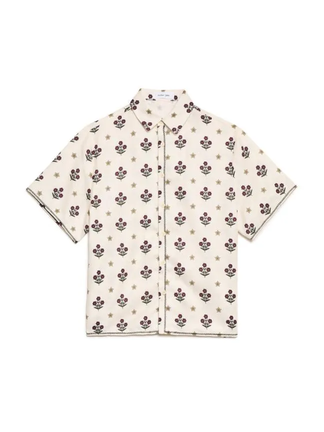 Menswear Cameron Flower Print Shirt Cream Sister Jane Menswear Cameron Flower Print Shirt Cream Sister Jane