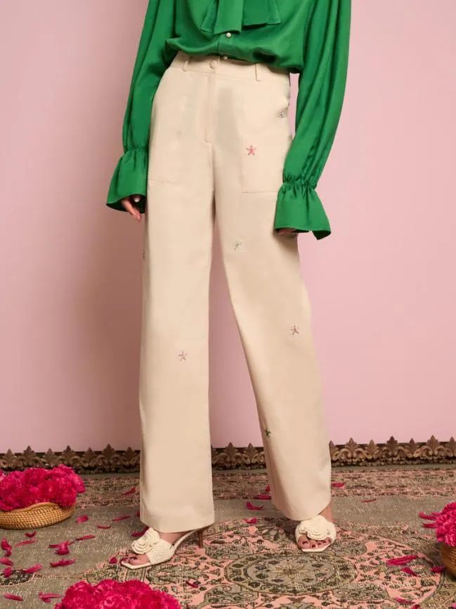 Menswear Chai Jacquard Drawstring Trousers Ivory White Sister Jane Menswear Chai Jacquard Drawstring Trousers Ivory White Sister Jane