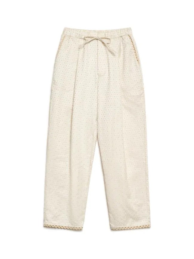 Menswear Chai Jacquard Drawstring Trousers Ivory White Sister Jane Menswear Chai Jacquard Drawstring Trousers Ivory White Sister Jane