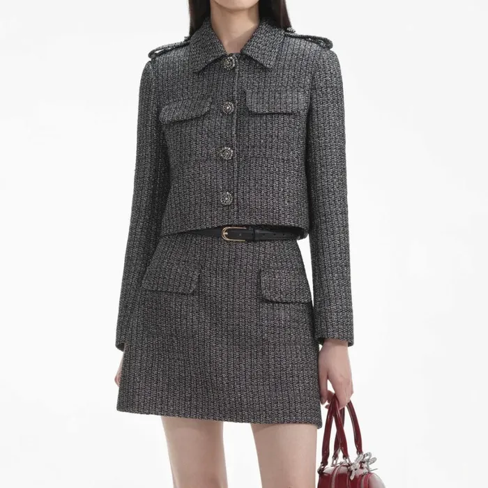 Metallic Boucle Jacket Women Self Portrait Tops