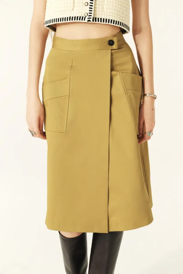 Midi Wrap Skirt Bastien Brown Women Baandsh Skirts and Shorts