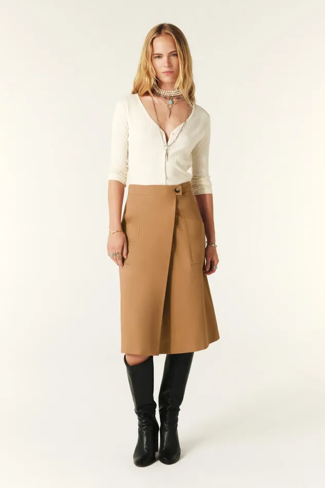 Midi Wrap Skirt Bastien Brown Women Baandsh Skirts and Shorts