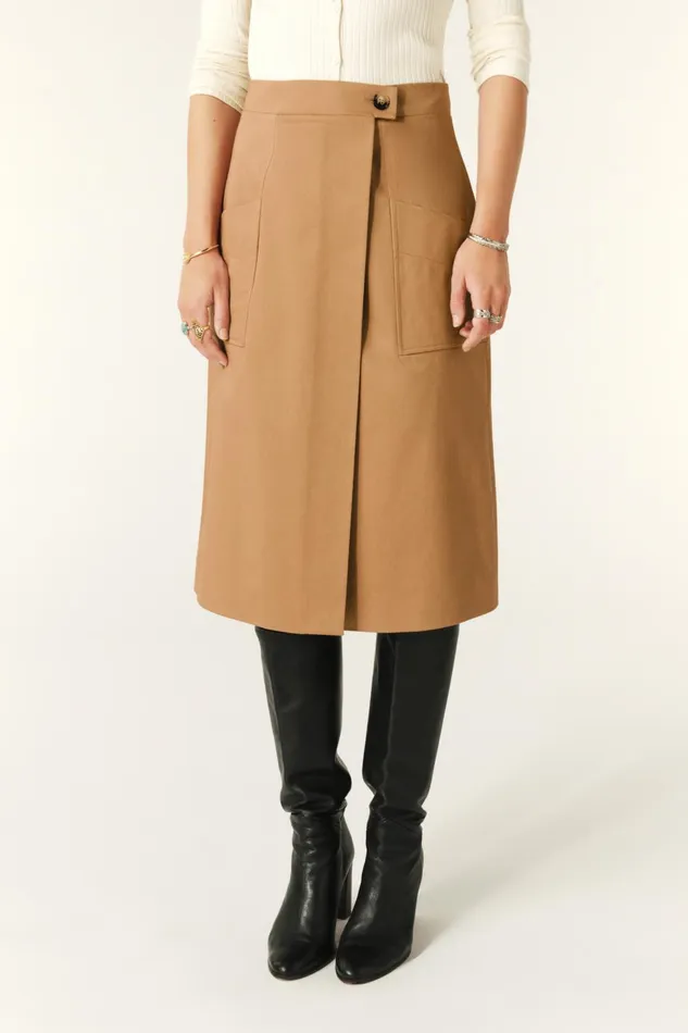 Midi Wrap Skirt Bastien Brown Women Baandsh Skirts and Shorts