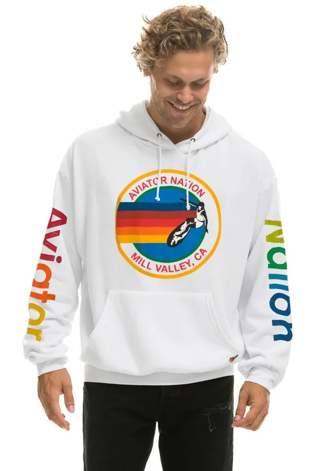 Mill Valley Relaxed Pullover Hoodie 8211 White WomenMen Aviator Nation Hoodies