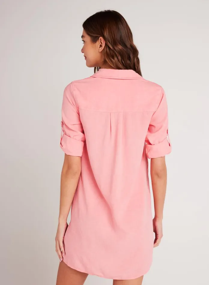 Mini Dresses Women Bella Dahl Long Sleeve ALine Shirt Dress 8211 Blossom Pink Mini Dresses Women Bella Dahl Long Sleeve ALine Shirt Dress 8211 Blossom Pink