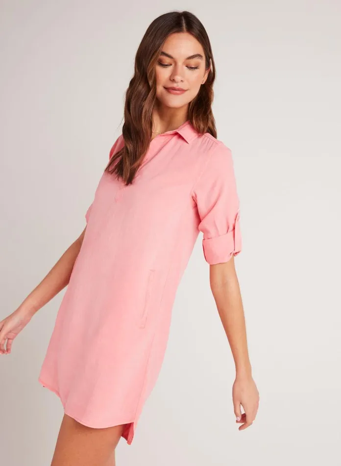 Mini Dresses Women Bella Dahl Long Sleeve ALine Shirt Dress 8211 Blossom Pink Mini Dresses Women Bella Dahl Long Sleeve ALine Shirt Dress 8211 Blossom Pink