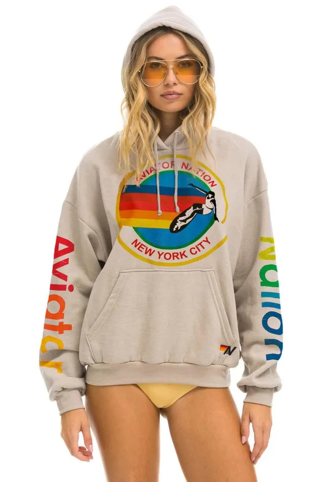 New York City Relaxed Pullover Hoodie 8211 Sand WomenMen Aviator Nation Hoodies New York City Relaxed Pullover Hoodie 8211 Sand WomenMen Aviator Nation Hoodies
